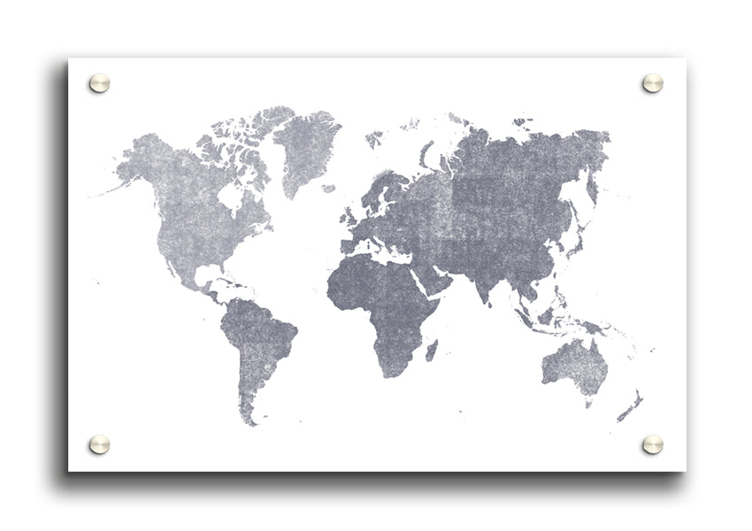 The World Map Of In Grey Maps Acryic Print – Wall art Direct